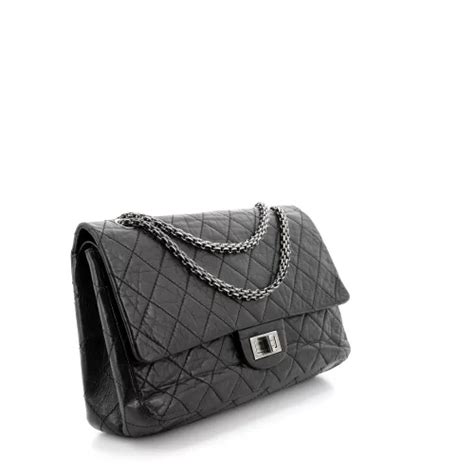 Grand sac Chanel 2.55 veau vieilli noir 